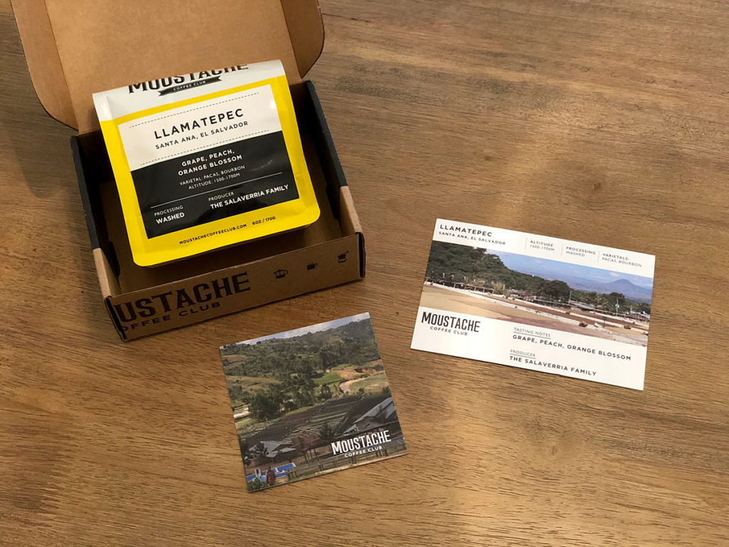 Sample delivery from Moustache Coffee Club