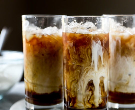 Iced Whiskey Coffee with Whisky Syrup and Whipped Cream