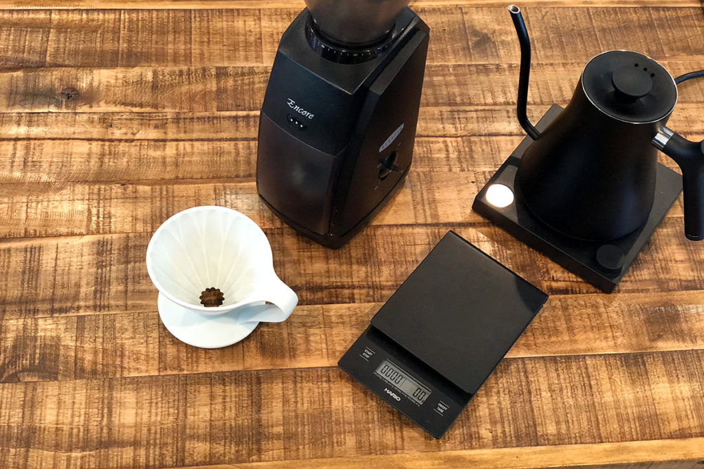 Equipment for making pour over coffee at home