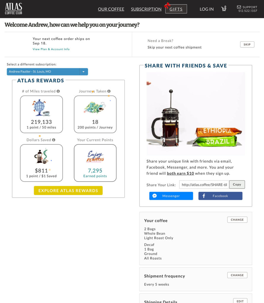 The Atlas Coffee Club member portal