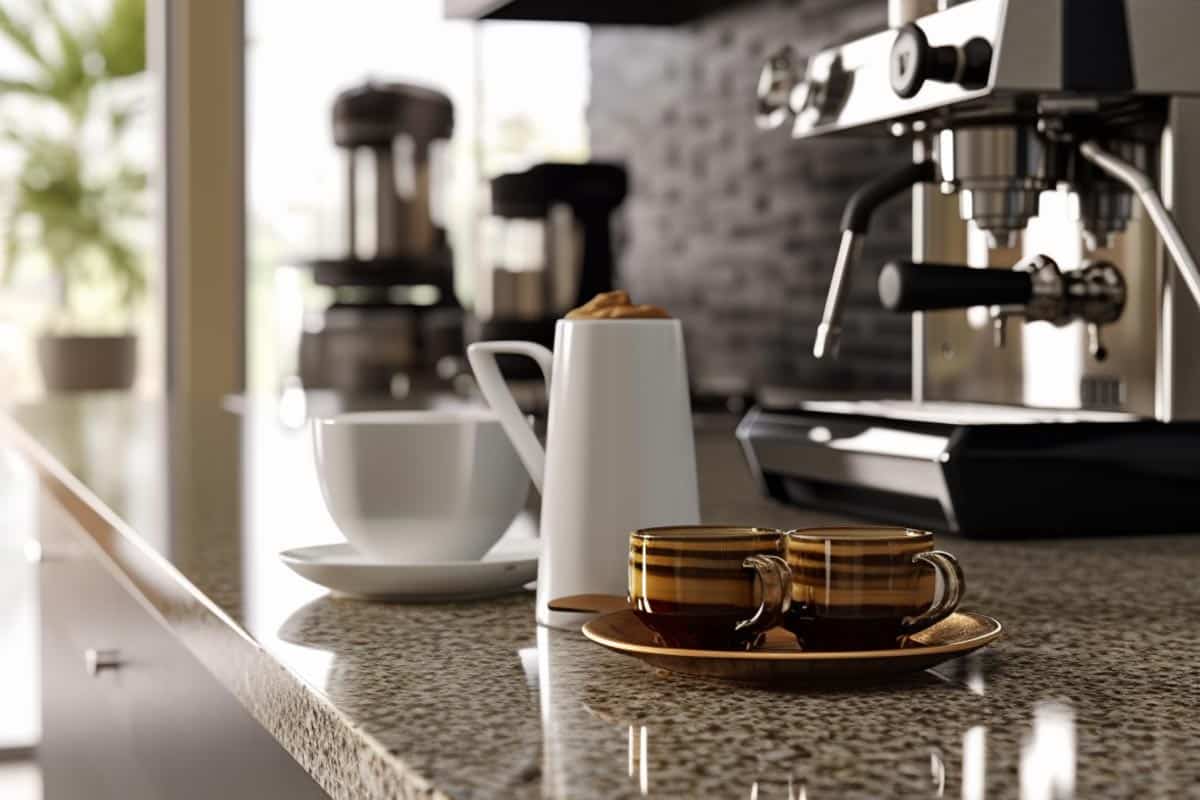 Breve coffee on counter